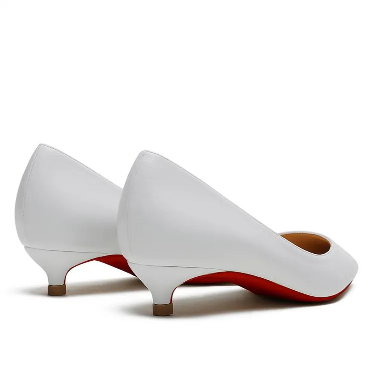 30mm Women's Low Heel Kittens Pointed Toe Casual Slip On Matte Pumps