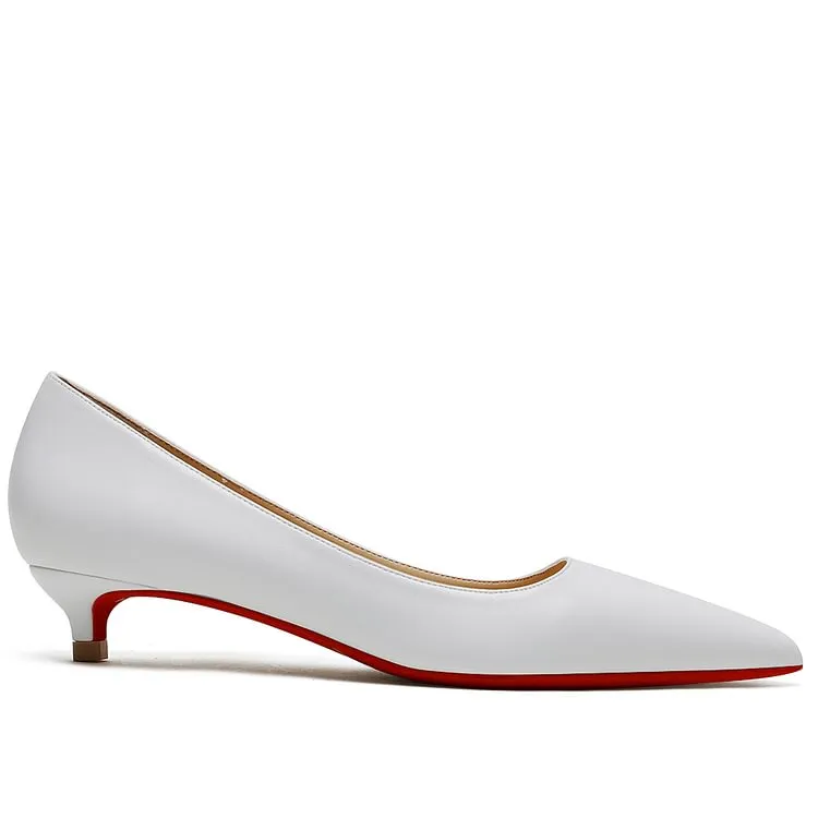 30mm Women's Low Heel Kittens Pointed Toe Casual Slip On Matte Pumps