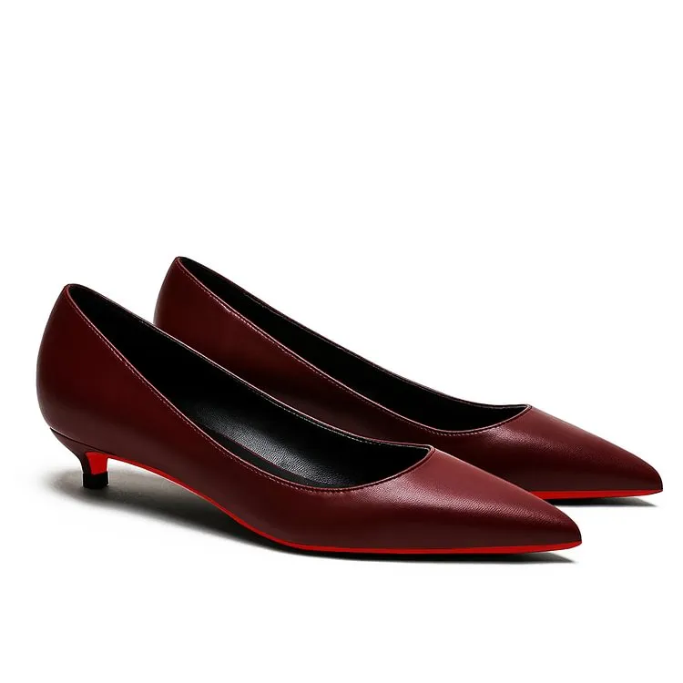 30mm Women's Low Heel Kittens Pointed Toe Casual Slip On Matte Pumps