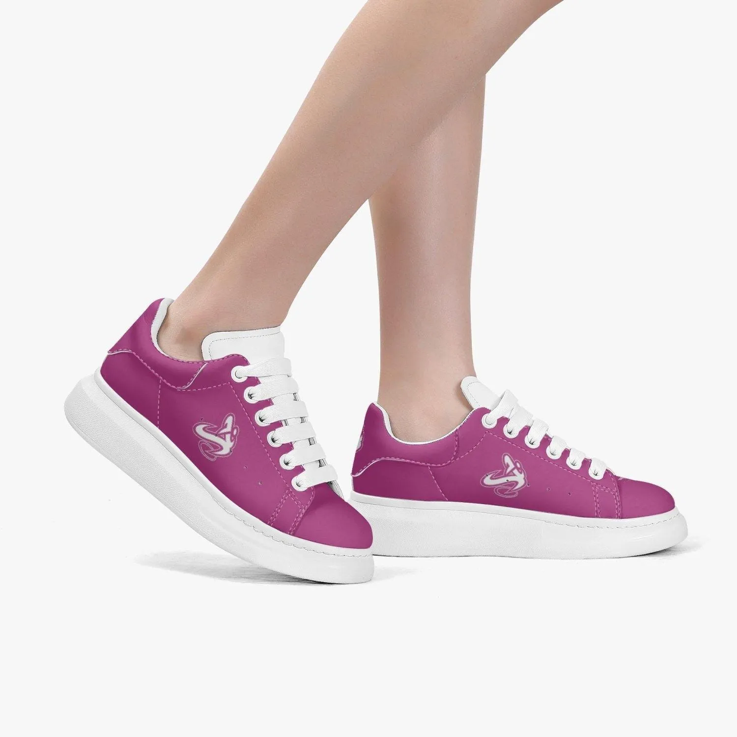 Athletic Apparatus Pink  Lifestyle Low-Top Leather Sneakers