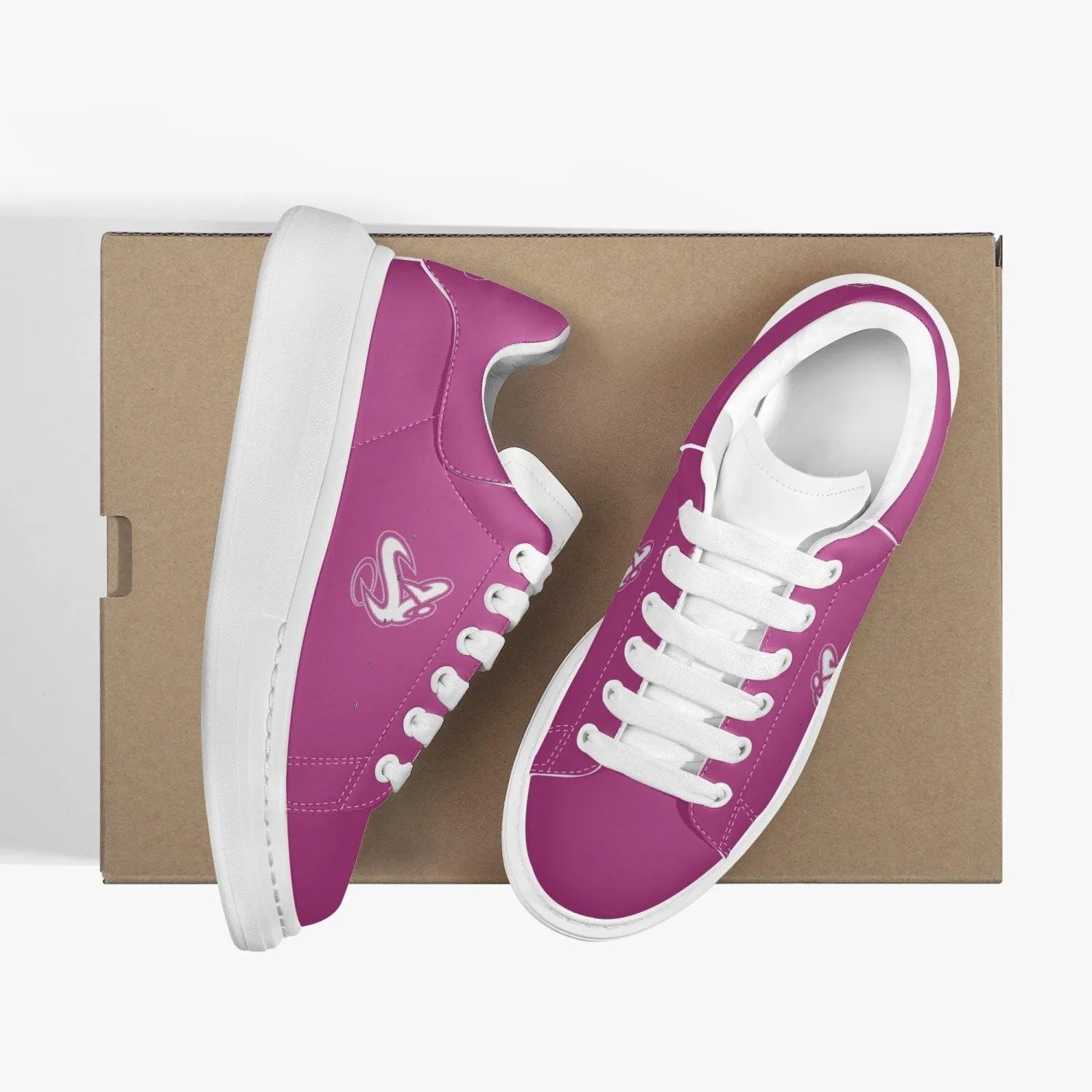 Athletic Apparatus Pink  Lifestyle Low-Top Leather Sneakers