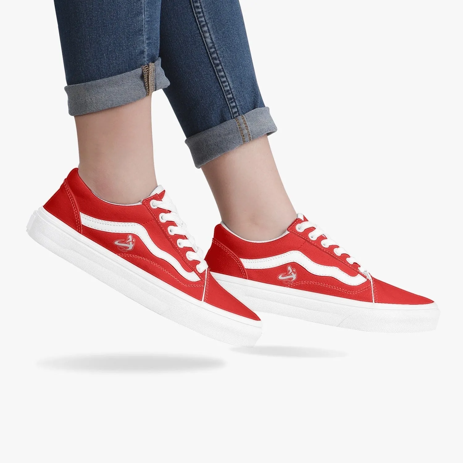 Athletic Apparatus Red Trendy Low-Top Canvas Sneakers