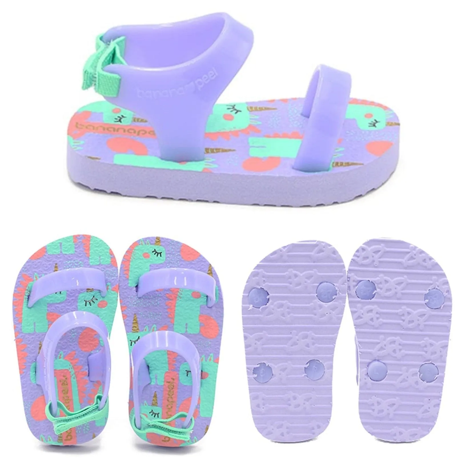 Banana Peel Slippers for Toddlers - Unimermaid Set Glitzy Prancer Purple