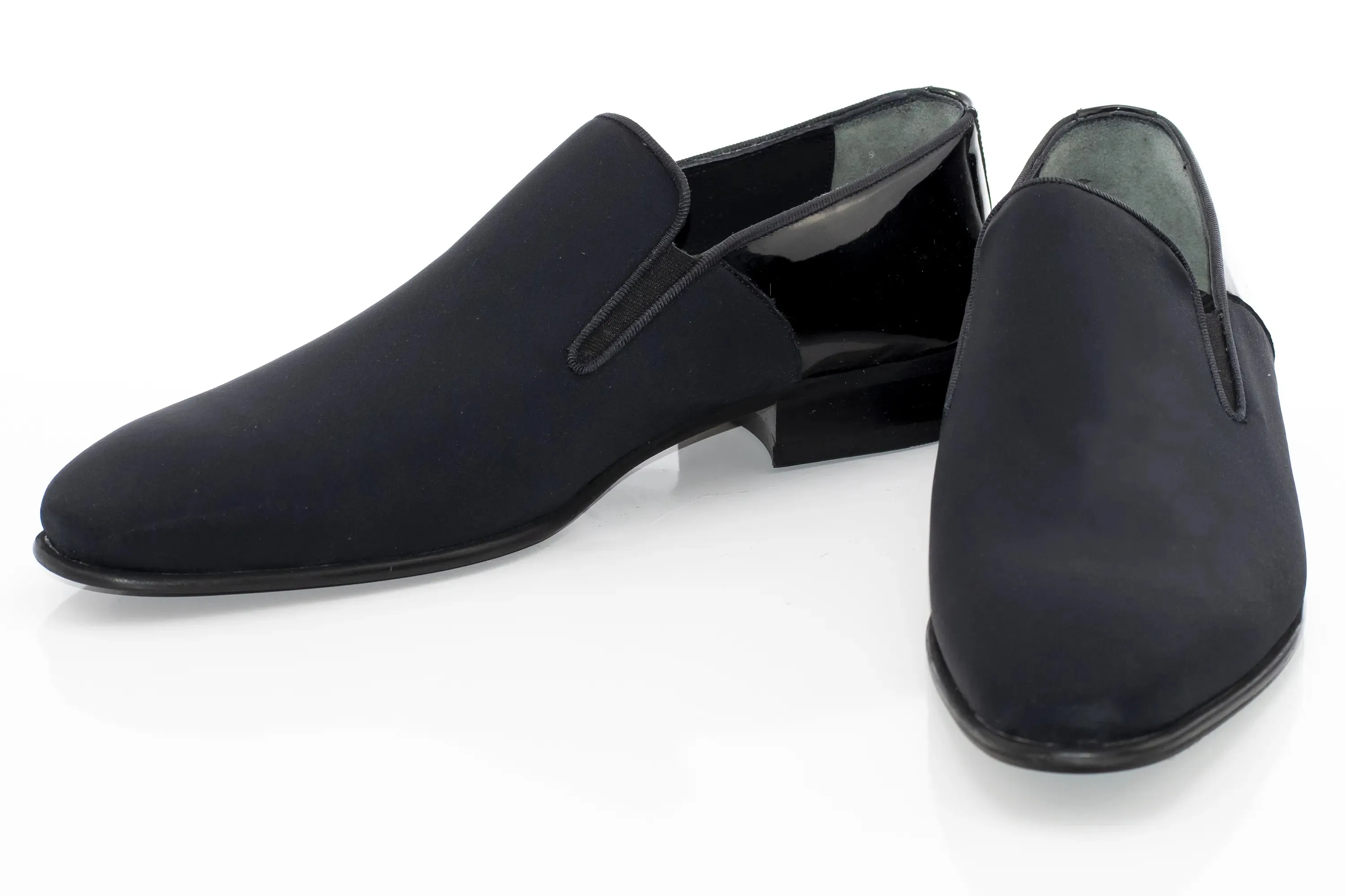 Black Satin Slip-On Loafers