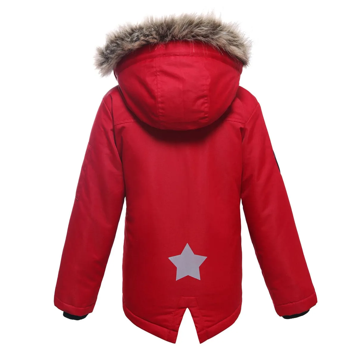 Boys' Parka Jacket with Faux Fur Insulated Hood