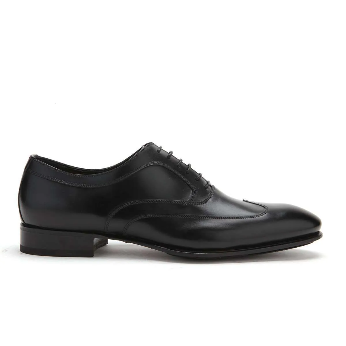 Caporicci 9919 Men's Luxury Italian Designer Shoes Black Calf-Skin Leather Wingtip Oxfords (CAP1030)