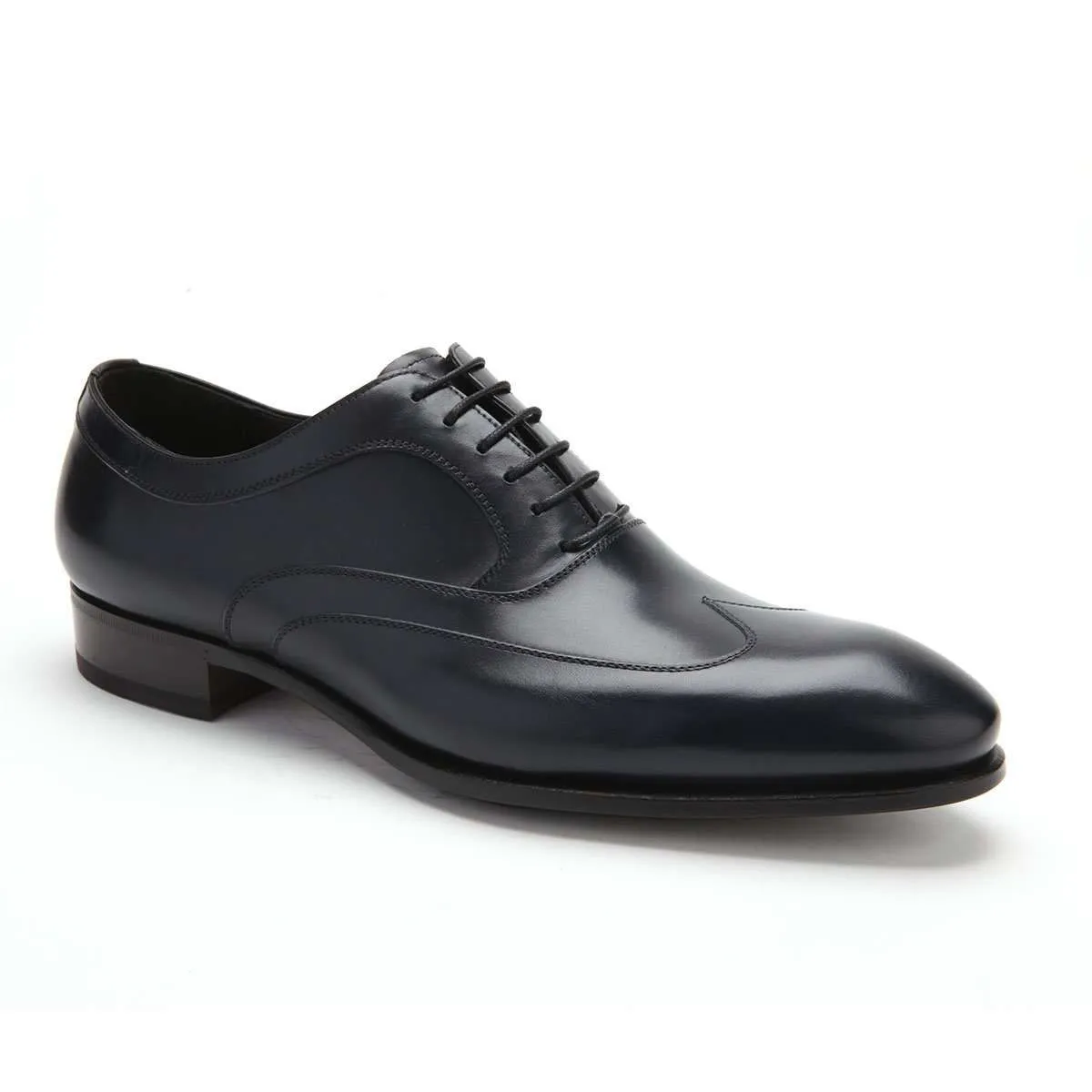 Caporicci 9919 Men's Luxury Italian Designer Shoes Black Calf-Skin Leather Wingtip Oxfords (CAP1030)