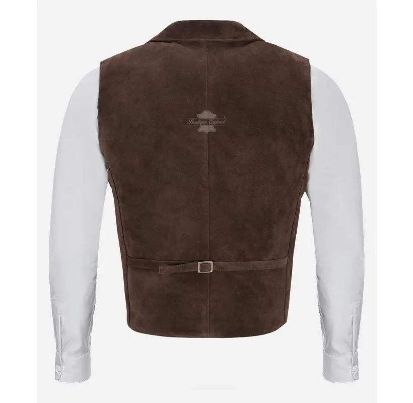 EDWARDIAN SUEDE WAISTCOAT Men's Double Breasted Leather Vest
