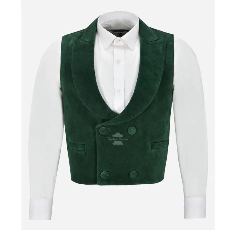 EDWARDIAN SUEDE WAISTCOAT Men's Double Breasted Leather Vest