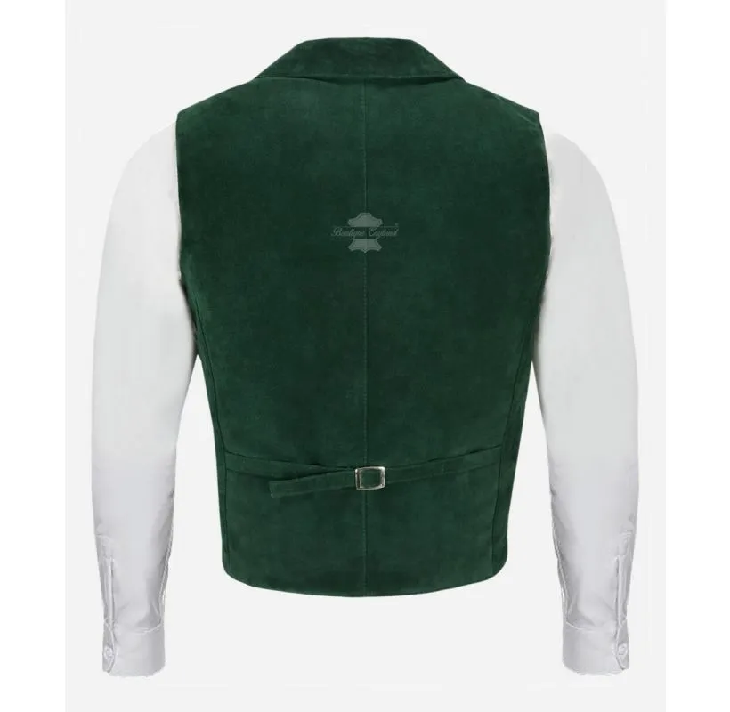 EDWARDIAN SUEDE WAISTCOAT Men's Double Breasted Leather Vest