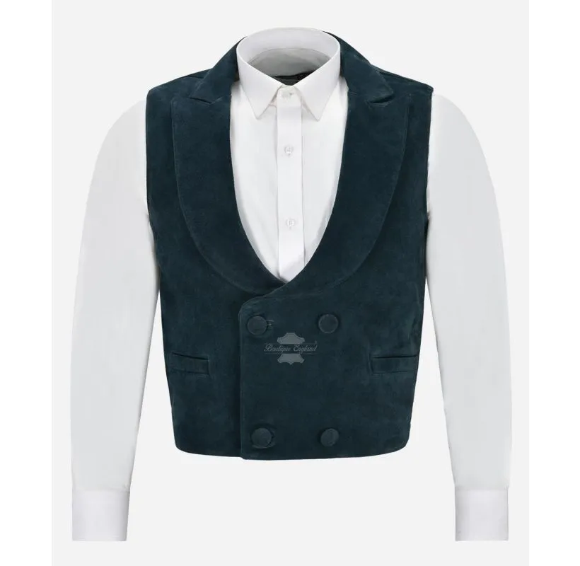 EDWARDIAN SUEDE WAISTCOAT Men's Double Breasted Leather Vest