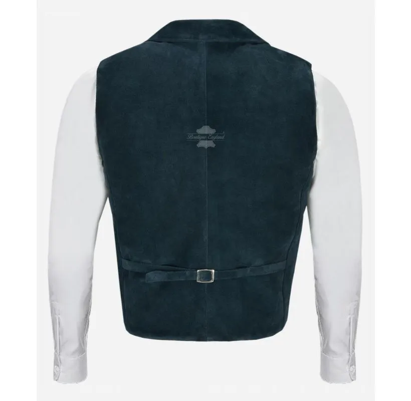 EDWARDIAN SUEDE WAISTCOAT Men's Double Breasted Leather Vest