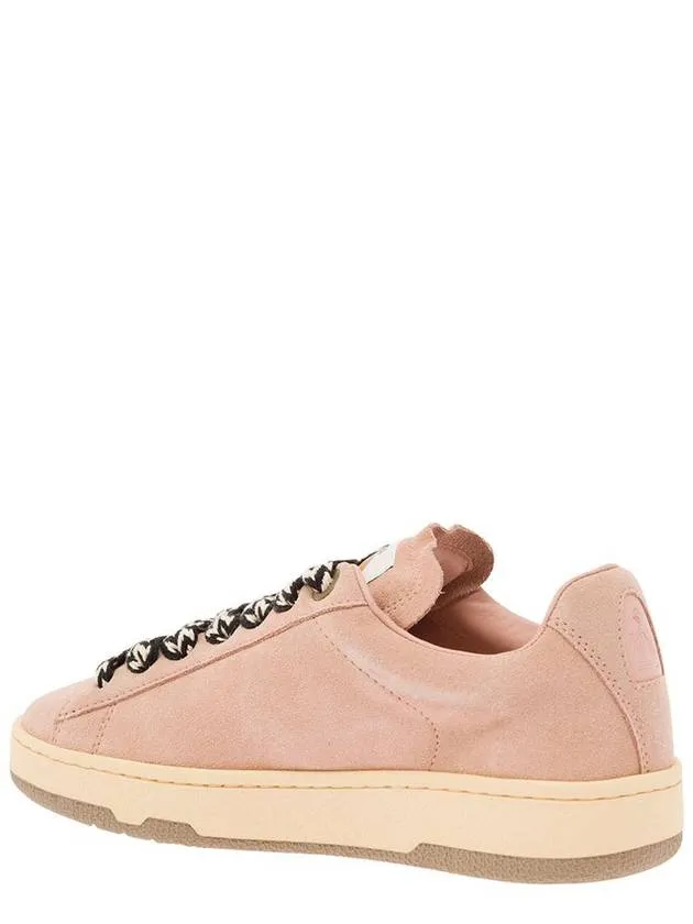 'Lite Curb' Pink Low Top Sneakers With Oversized Multicolor Laces In Suede Woman