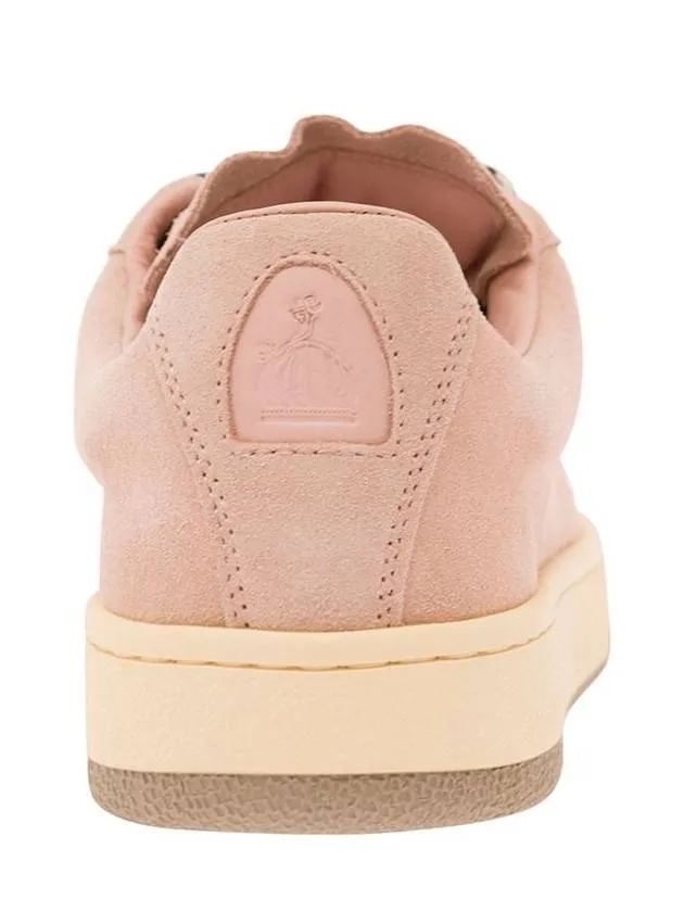 'Lite Curb' Pink Low Top Sneakers With Oversized Multicolor Laces In Suede Woman