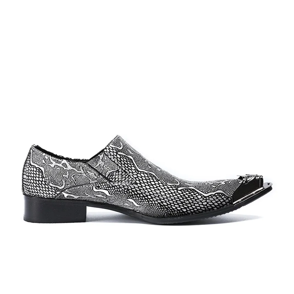 Low Top Animal Pattern Steel Toe Formal Shoes