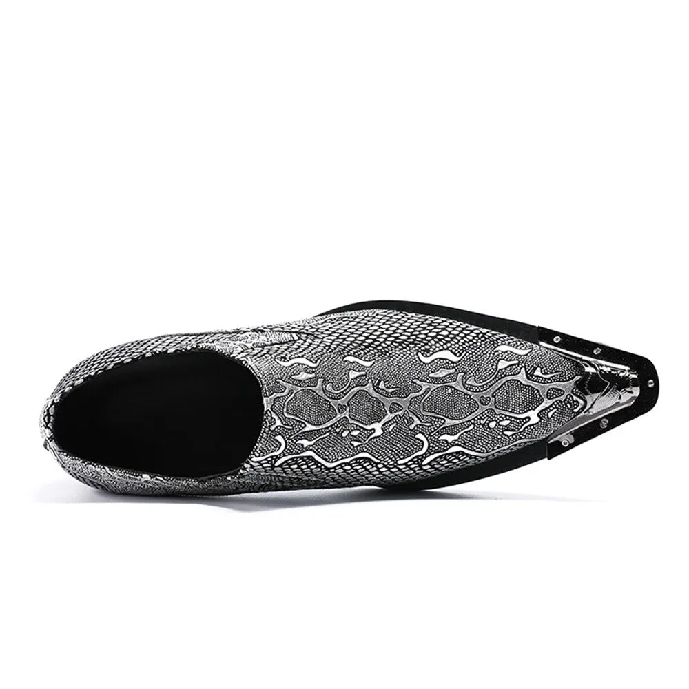 Low Top Animal Pattern Steel Toe Formal Shoes