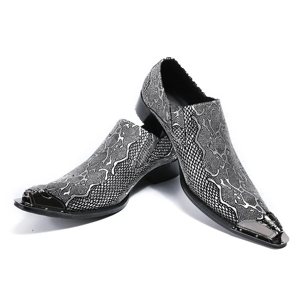 Low Top Animal Pattern Steel Toe Formal Shoes