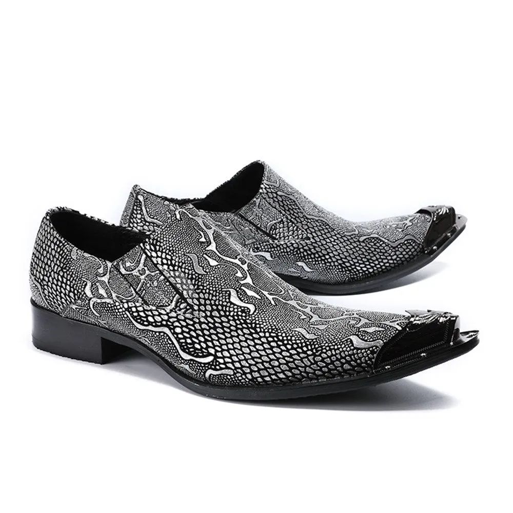 Low Top Animal Pattern Steel Toe Formal Shoes