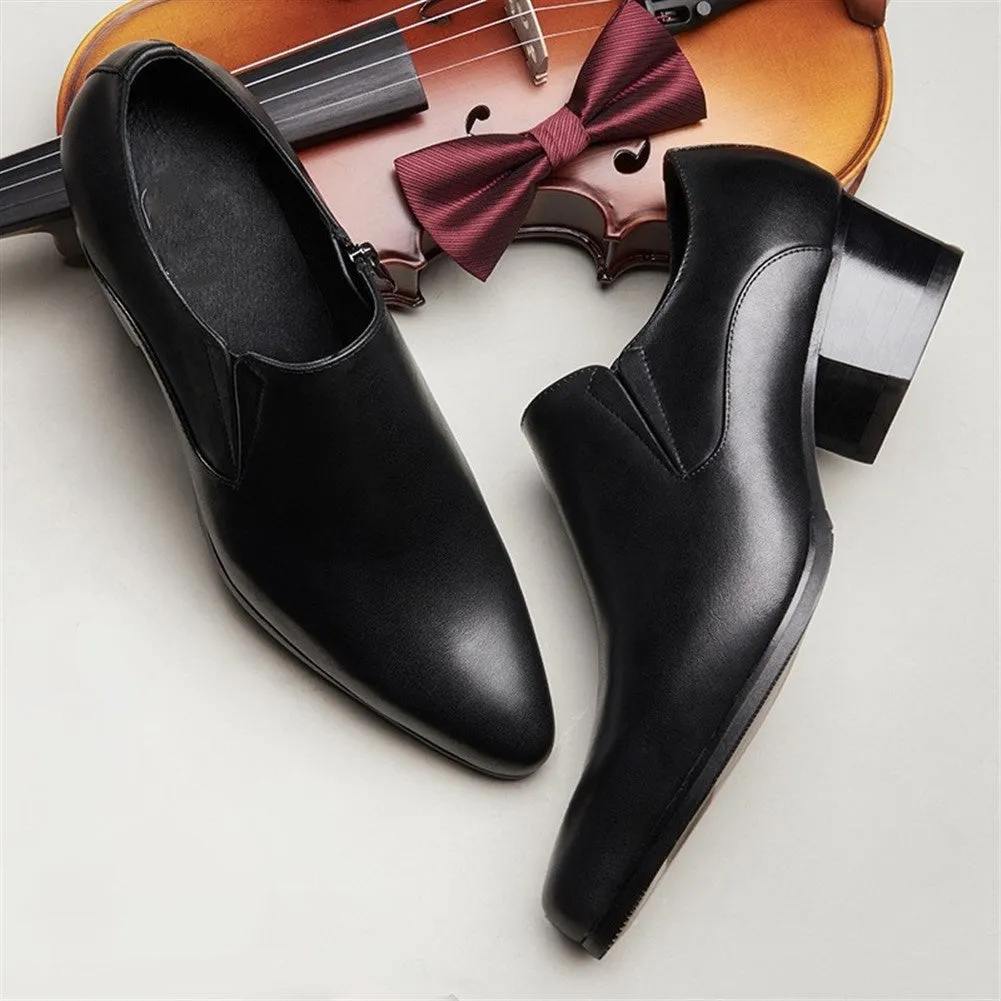 Men Solid Black High Heel Formal Shoes