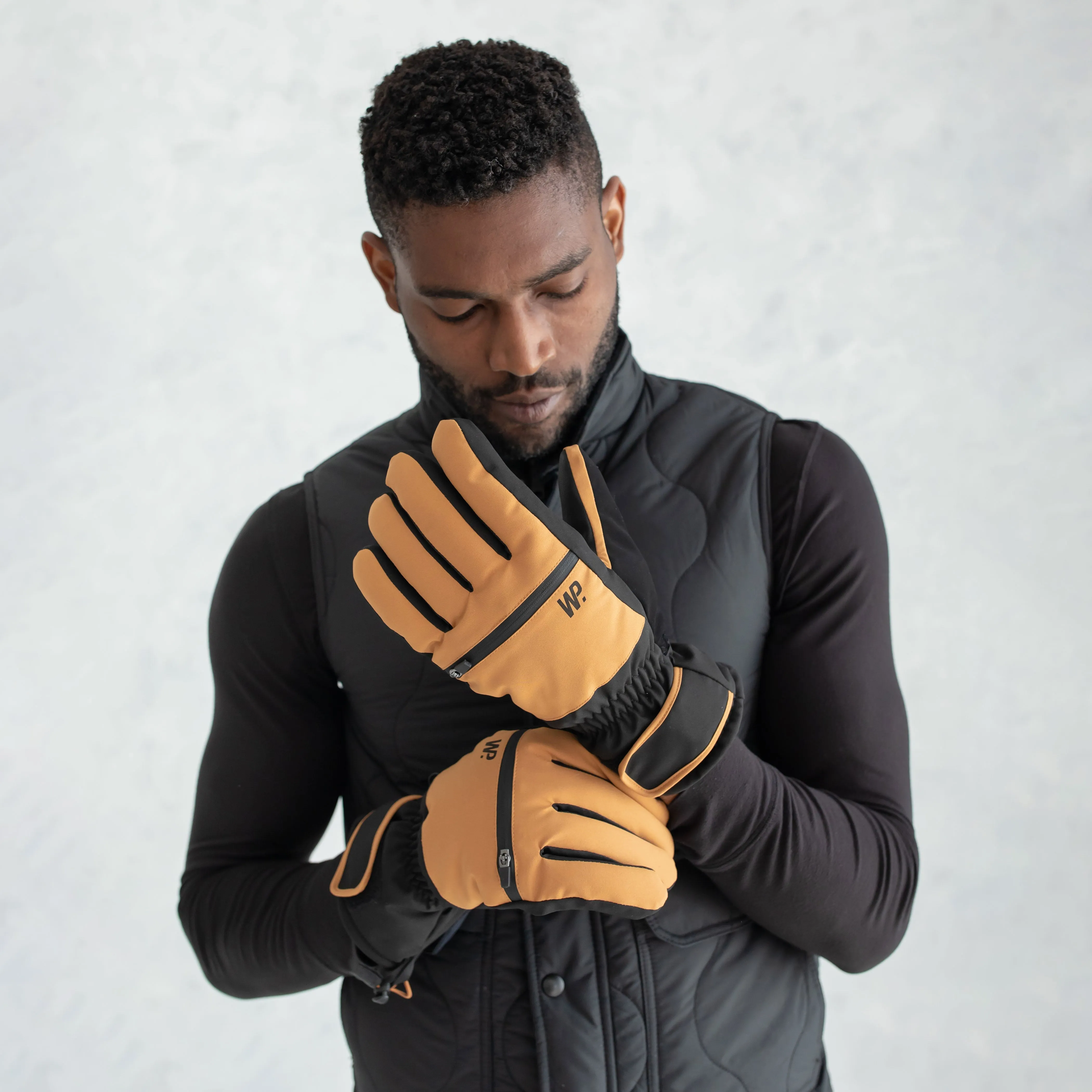 Men's Camel Black Snow Shovel Ski Gloves