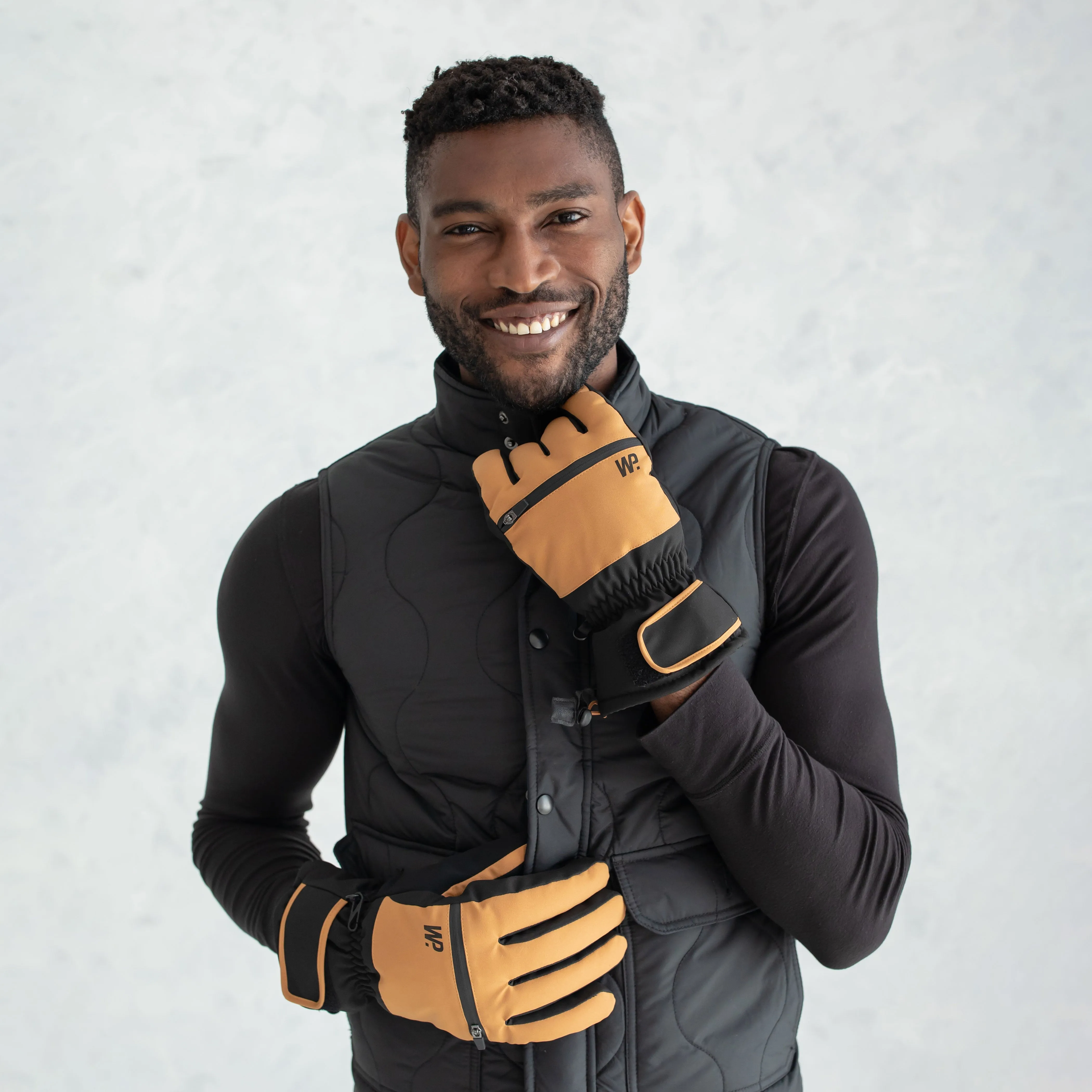 Men's Camel Black Snow Shovel Ski Gloves
