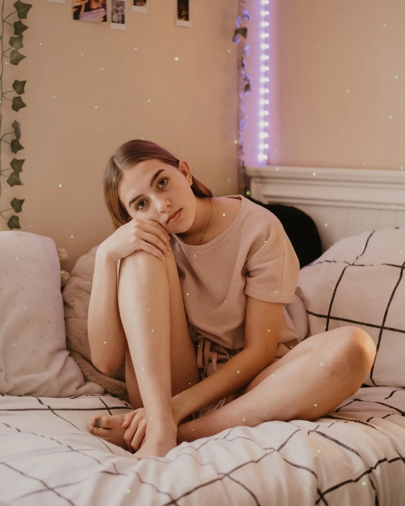 MEROKEETY Short Sleeve Waffle Pajama Set