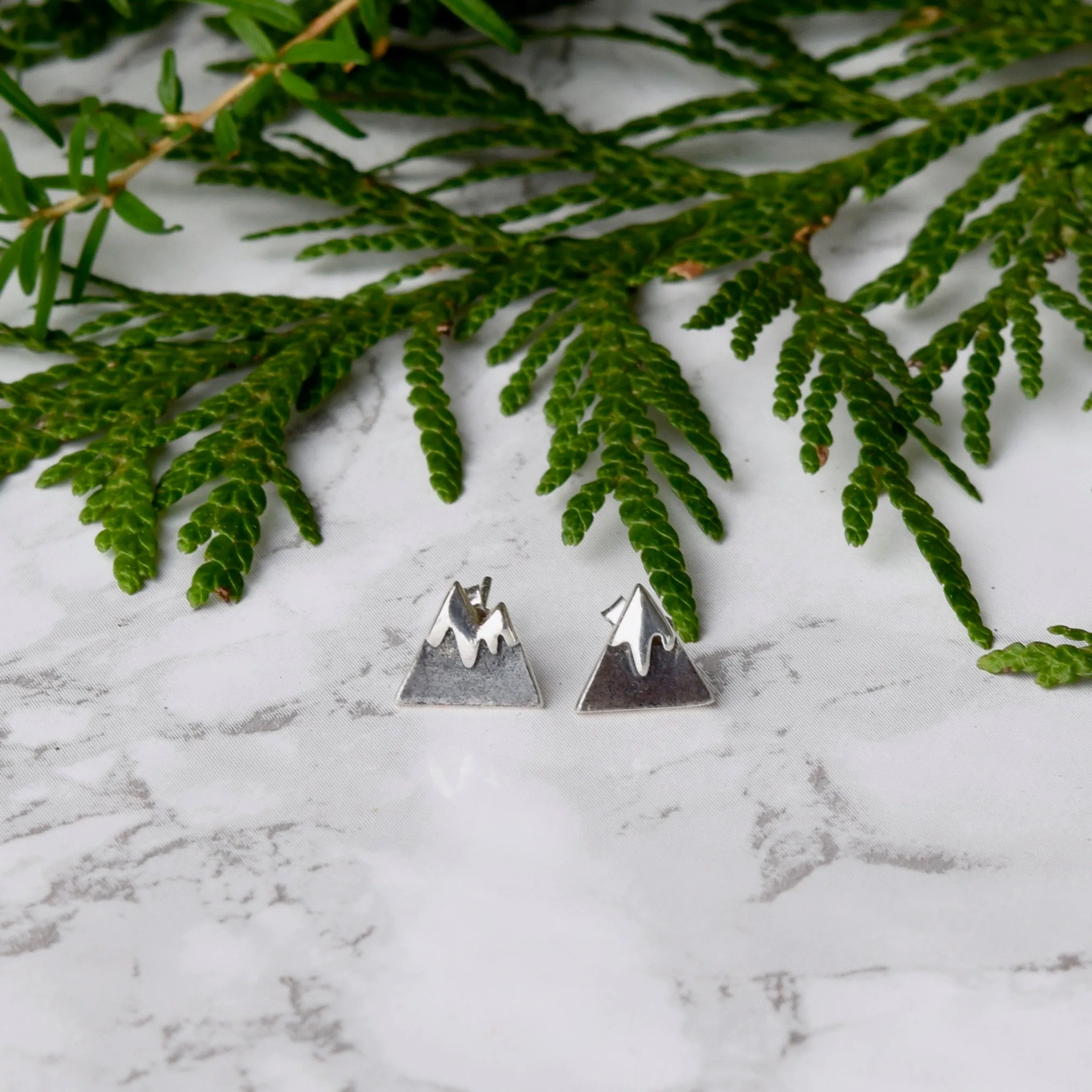 Mountain Stud Earrings in Sterling Silver