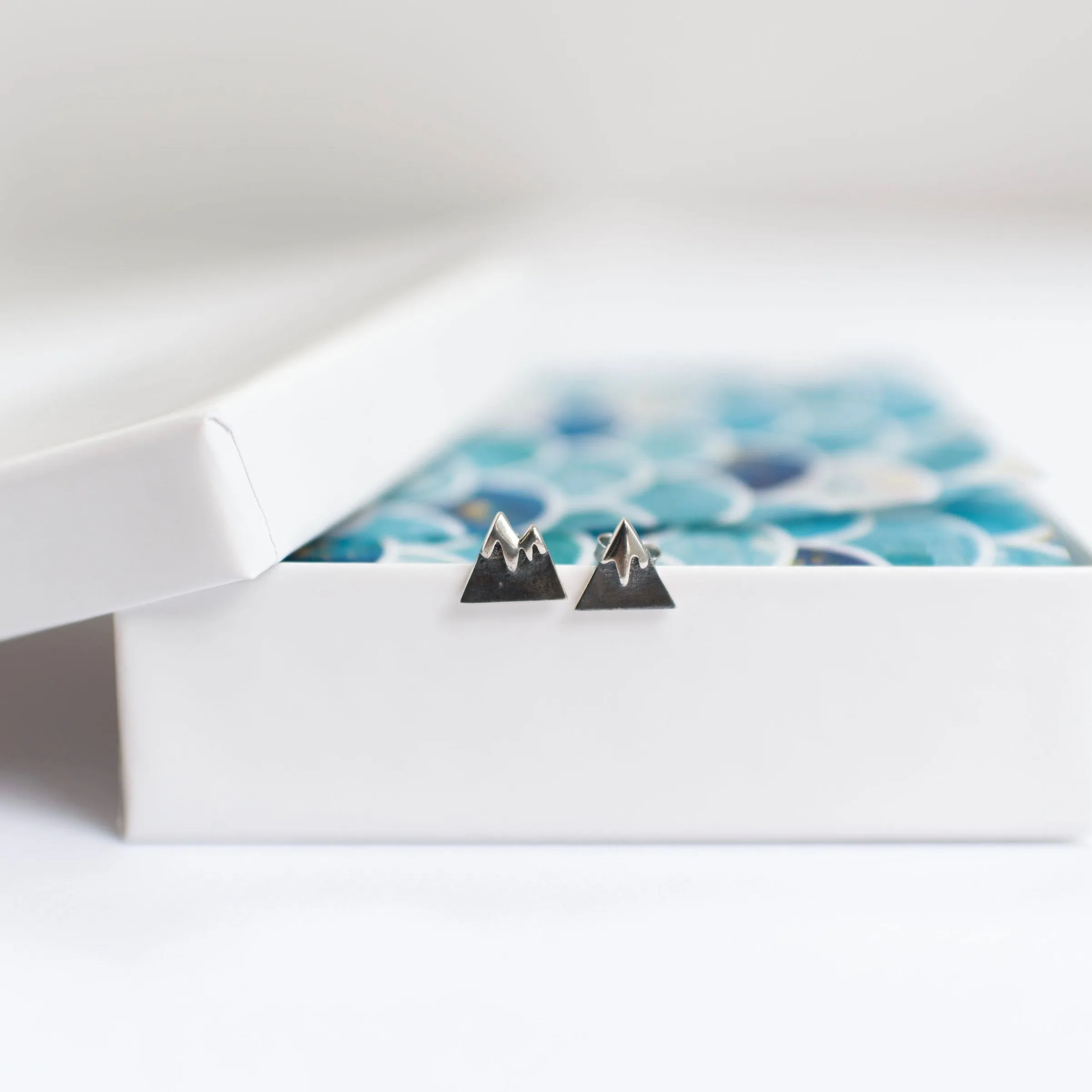 Mountain Stud Earrings in Sterling Silver