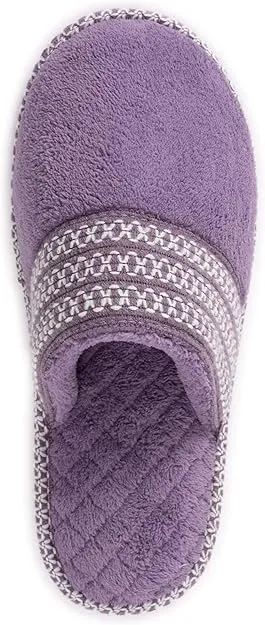 Muk Luks Women's Cathy Micro Chenille Slipper - Lilac/Ivory