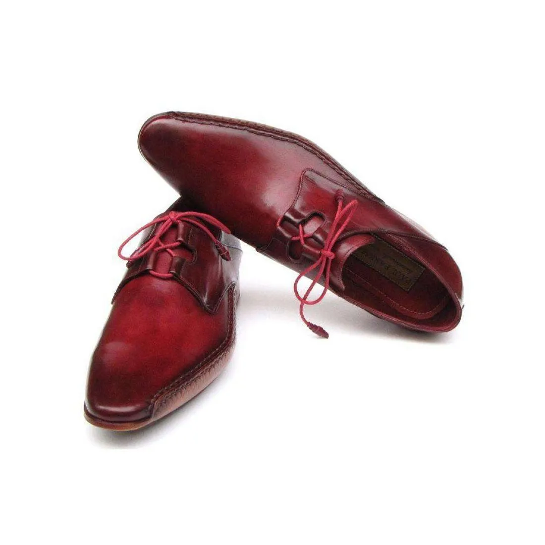 Paul Parkman Handmade Designer Shoes Men's Handmade Designer Shoes Ghillie Lacing Side Handsewn Dress Burgundy Oxfords (PM5243)