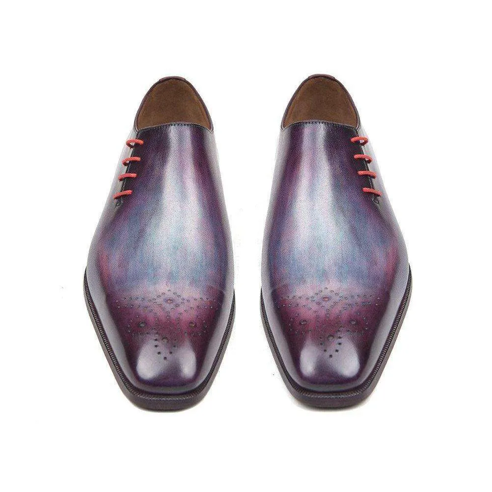 Paul Parkman Handmade Designer Shoes Side Lace Purple Oxfords (PM5501)