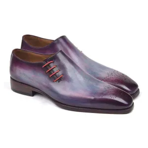 Paul Parkman Handmade Designer Shoes Side Lace Purple Oxfords (PM5501)