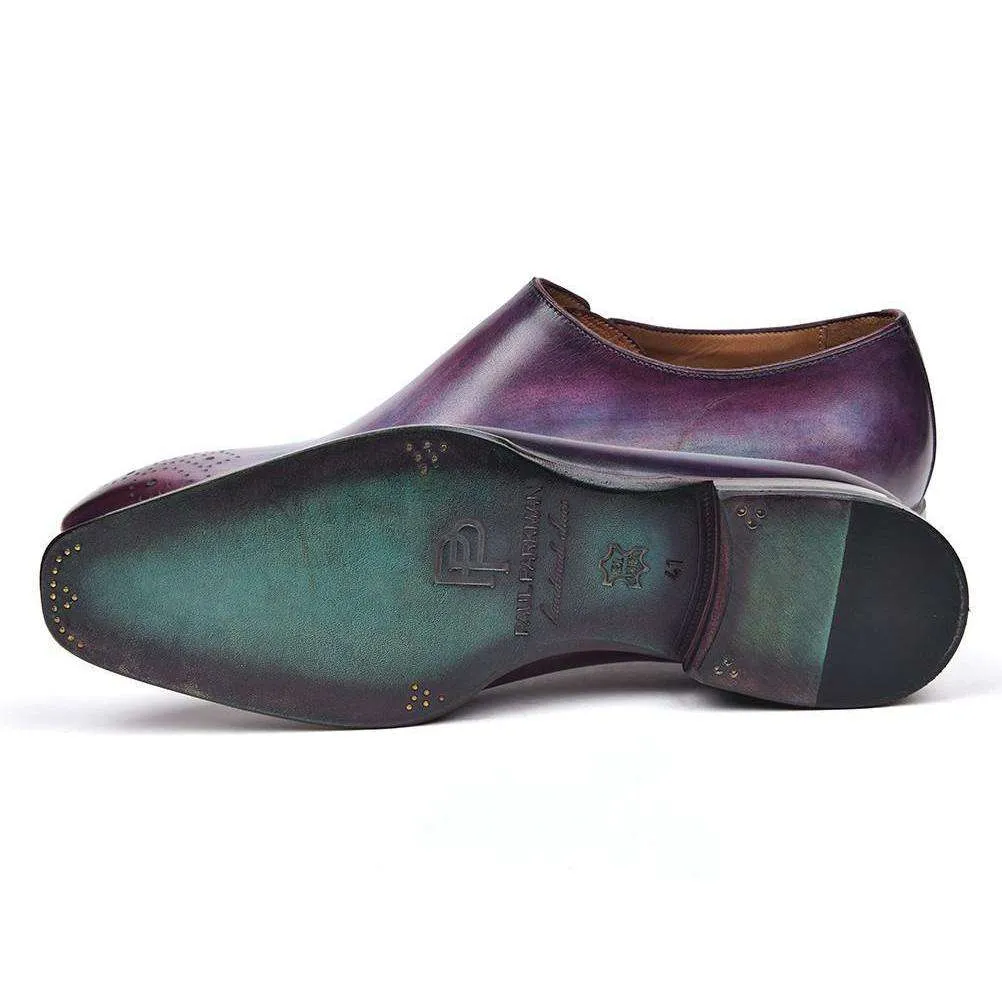 Paul Parkman Handmade Designer Shoes Side Lace Purple Oxfords (PM5501)