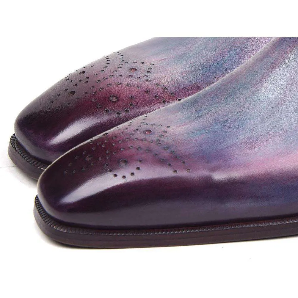 Paul Parkman Handmade Designer Shoes Side Lace Purple Oxfords (PM5501)