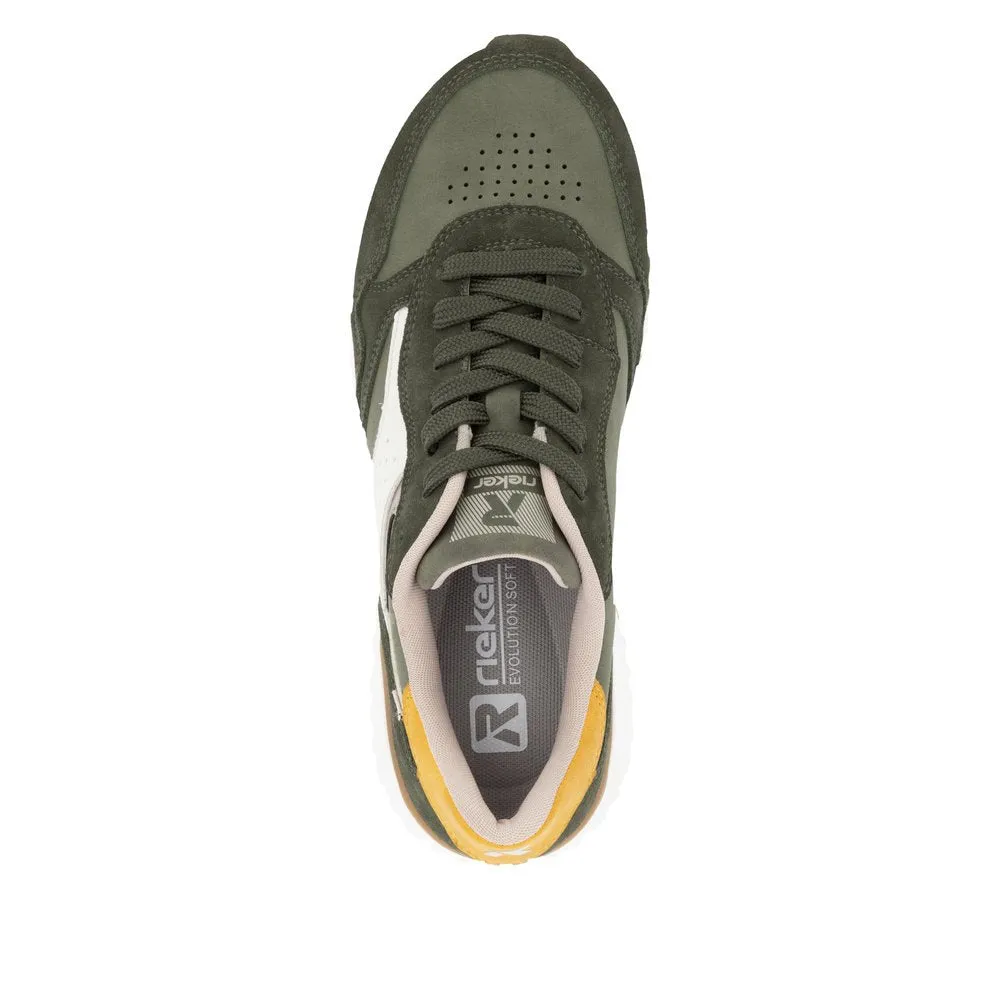 Rieker Womens Evolution Leather Trainers - Green