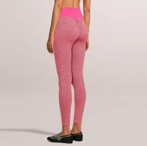 SOBEYO Legging Solid High Waisted Bubble Stretchable Fabric Fuchsia