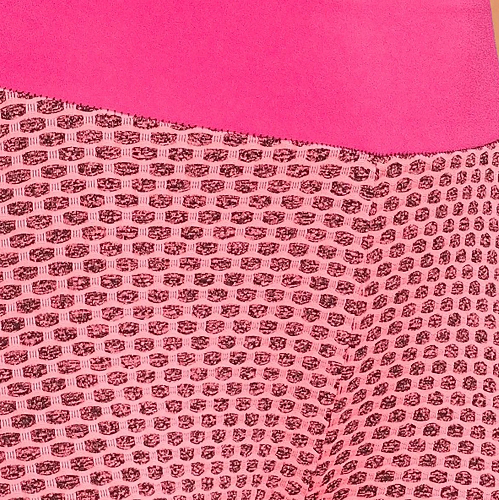 SOBEYO Legging Solid High Waisted Bubble Stretchable Fabric Fuchsia