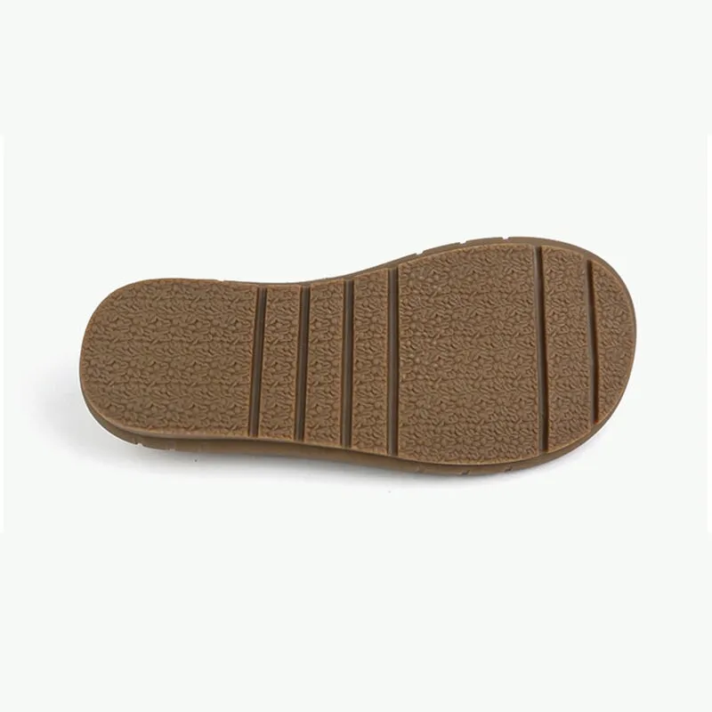 Soft Leather Lace-Up Casual Shoes Retro Flats in Khaki/Grey