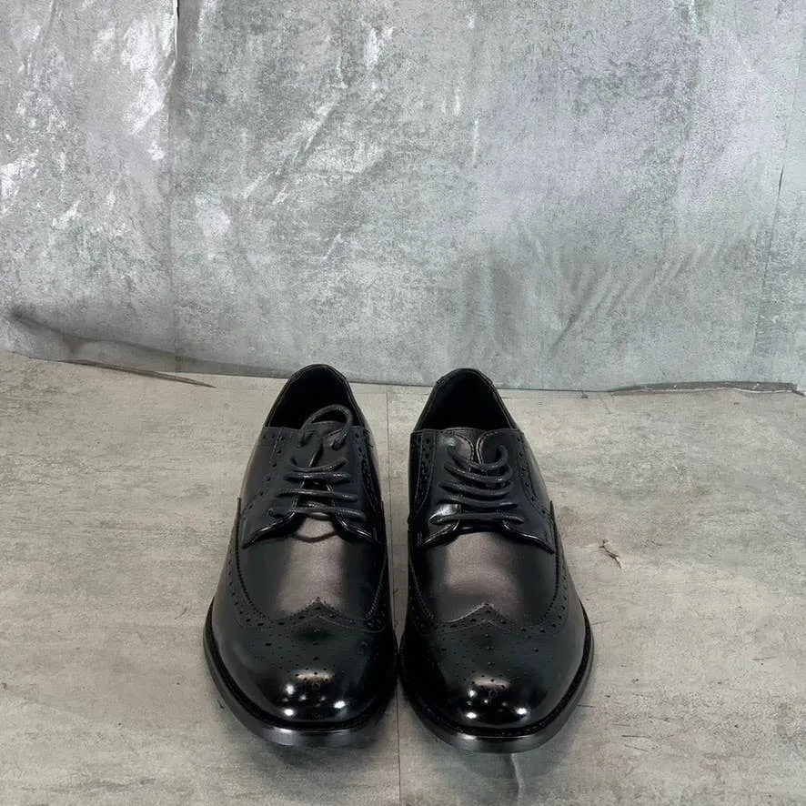 STACY ADAMS Men's Black Leather Garrison Wingtip Lace-Up Oxfords SZ 8