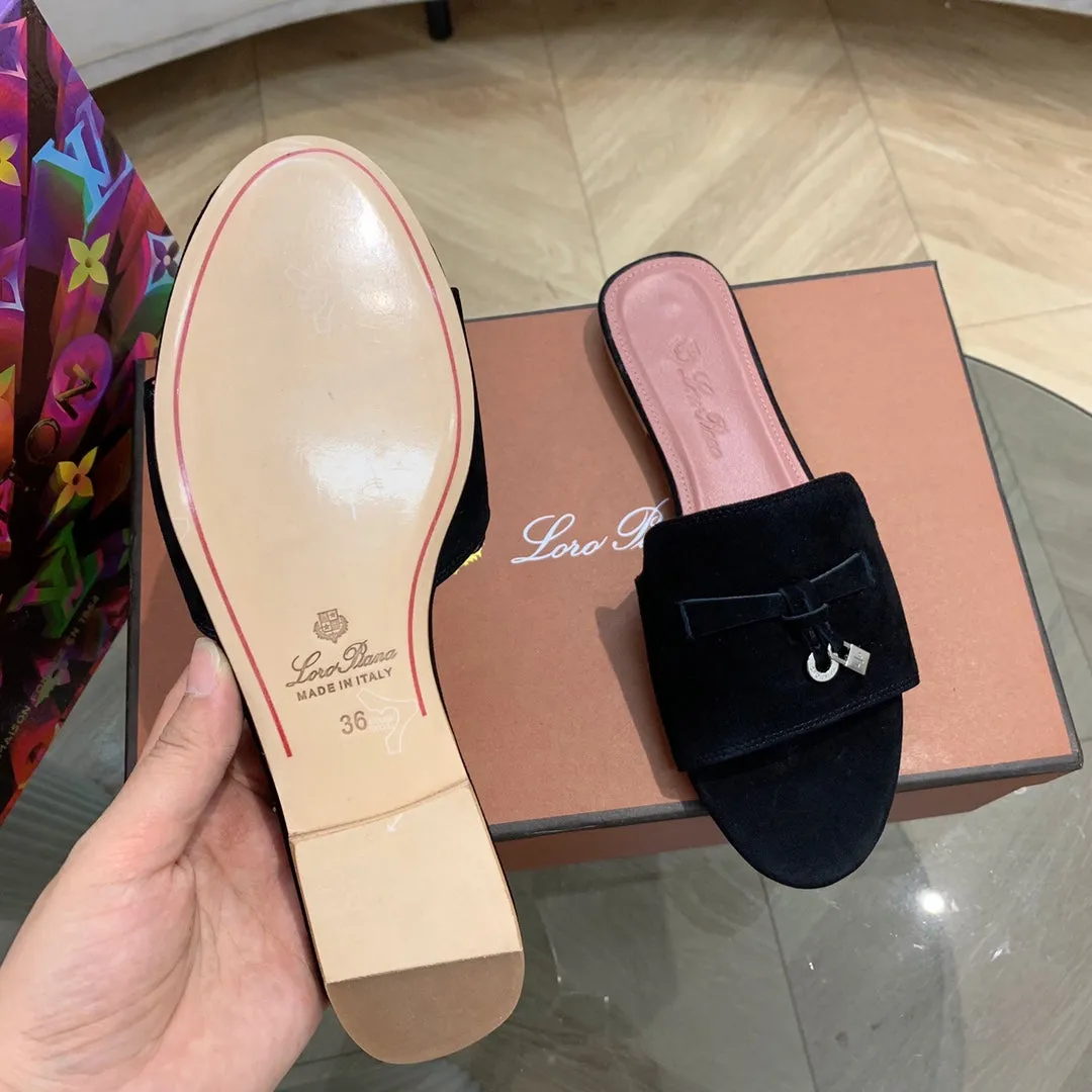 Summer Charms Sandals in Black Suede Pink Lambskin