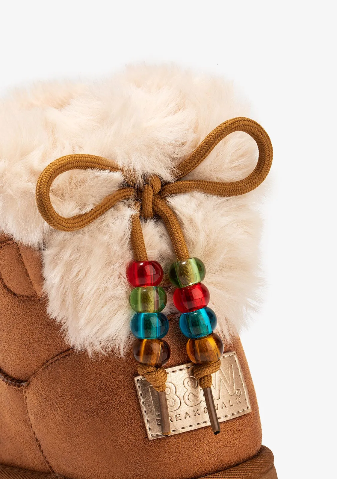 Tan Beads Fur Australian Boots B&W