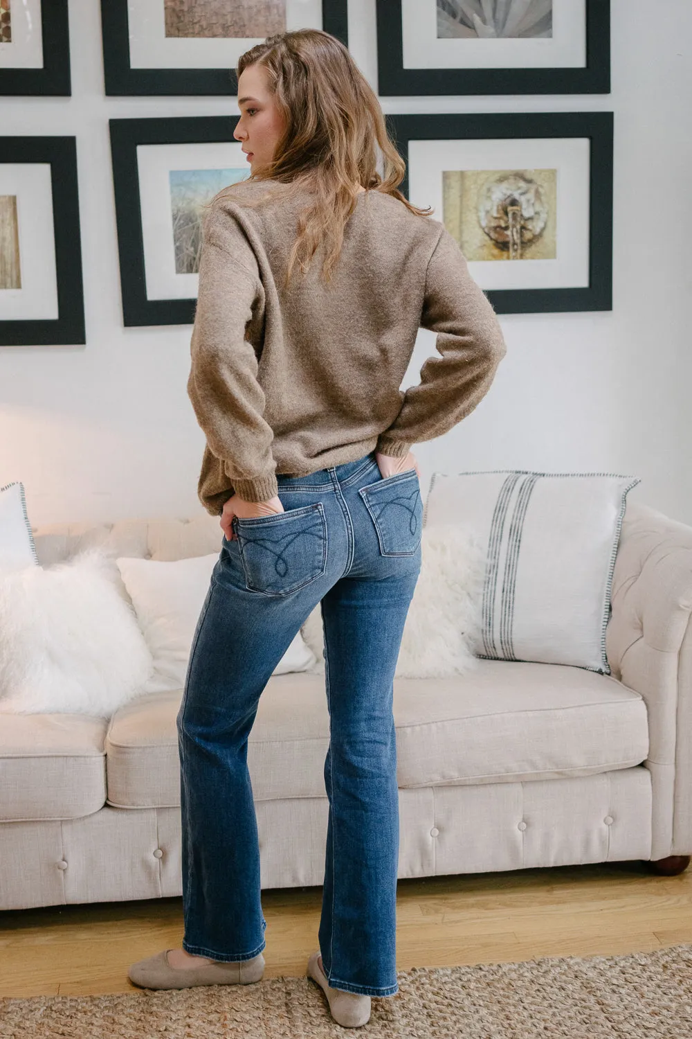 Tanya Mid Rise Thermal Bootcut Jeans