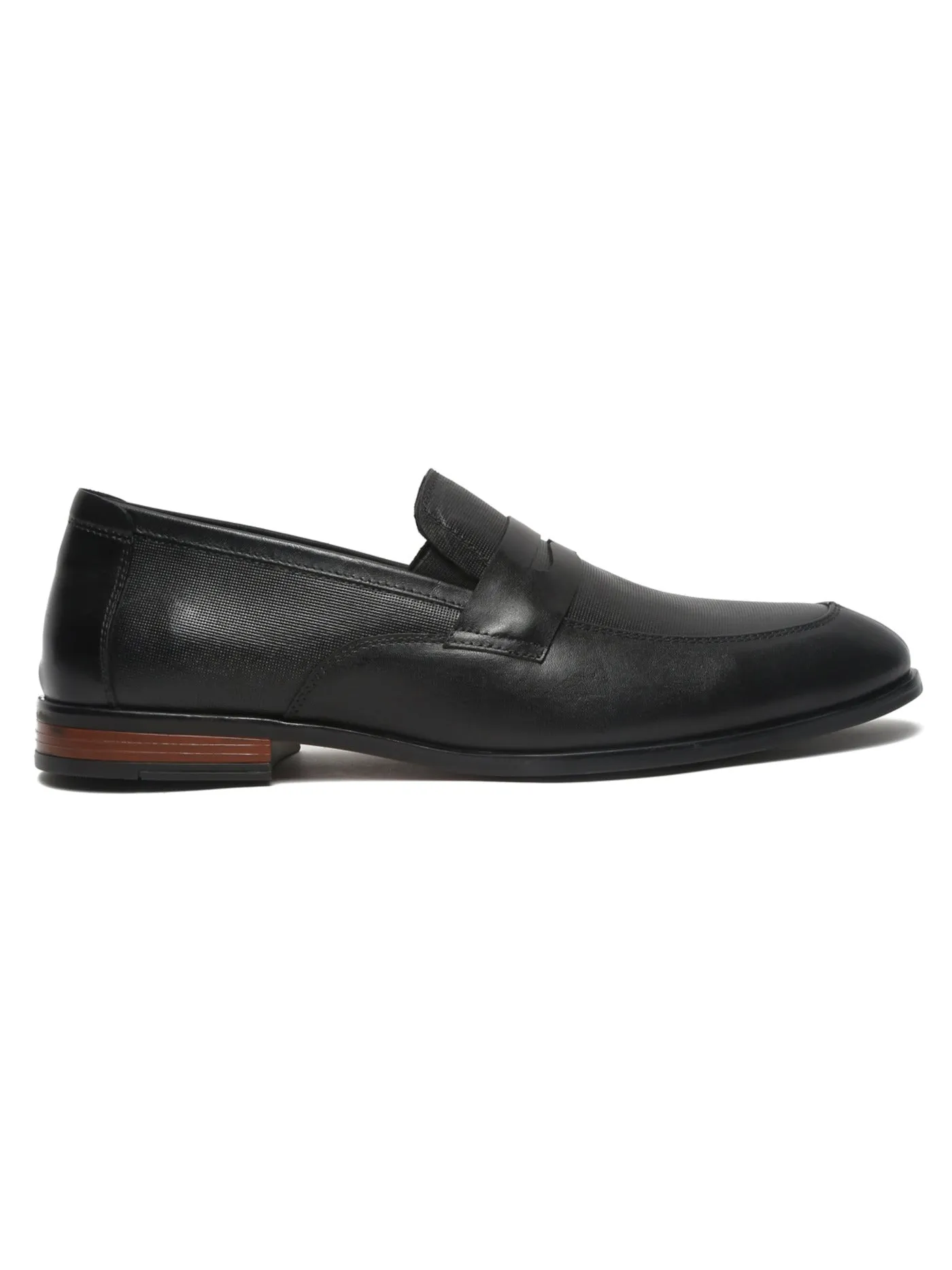 Teakwood Leathers Men Black Solid Leather Slip-on Shoes