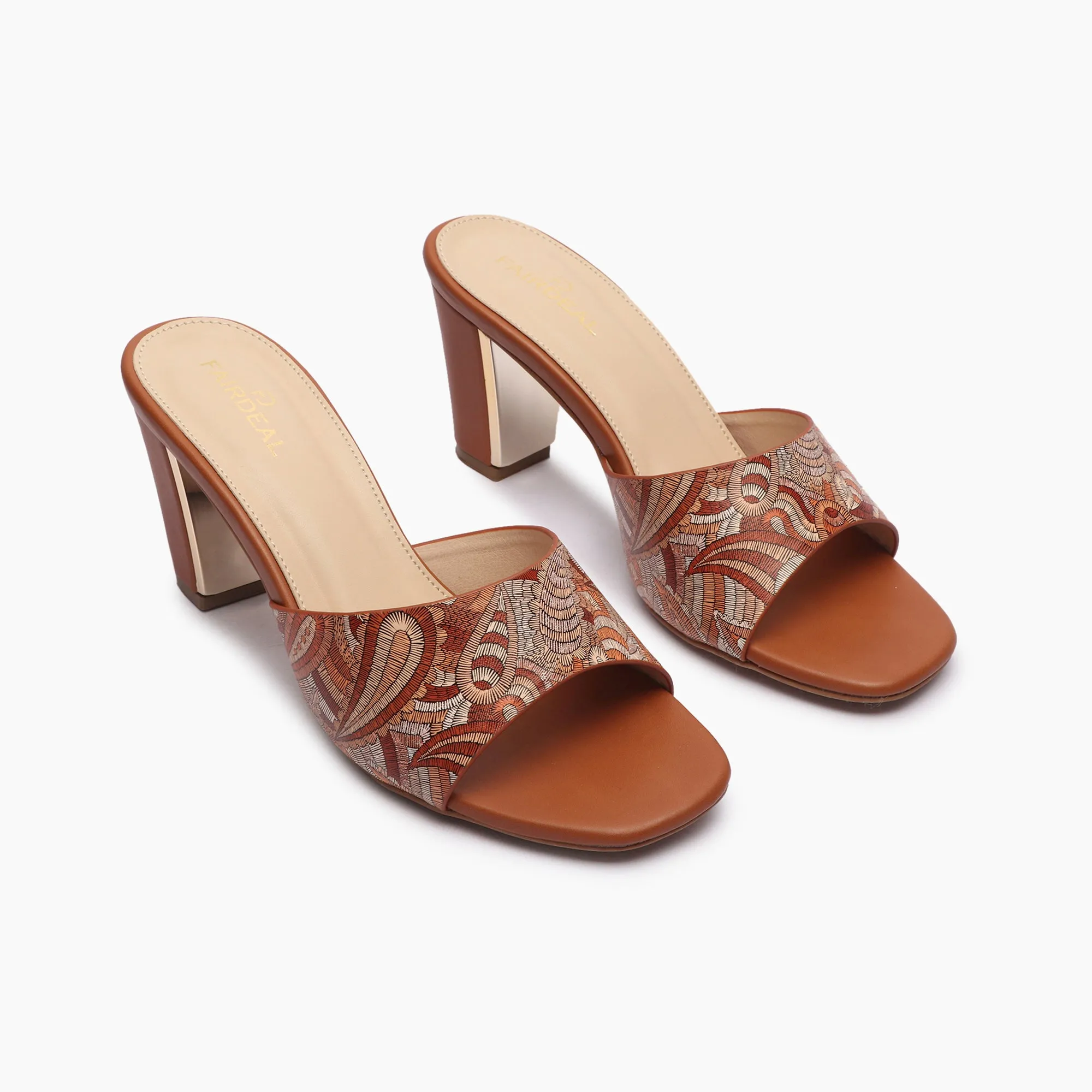 Textured Block Heel Slip Ons