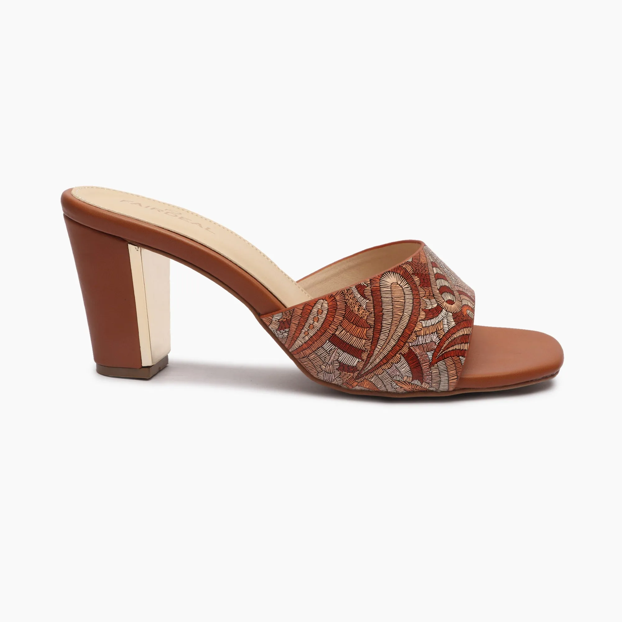 Textured Block Heel Slip Ons