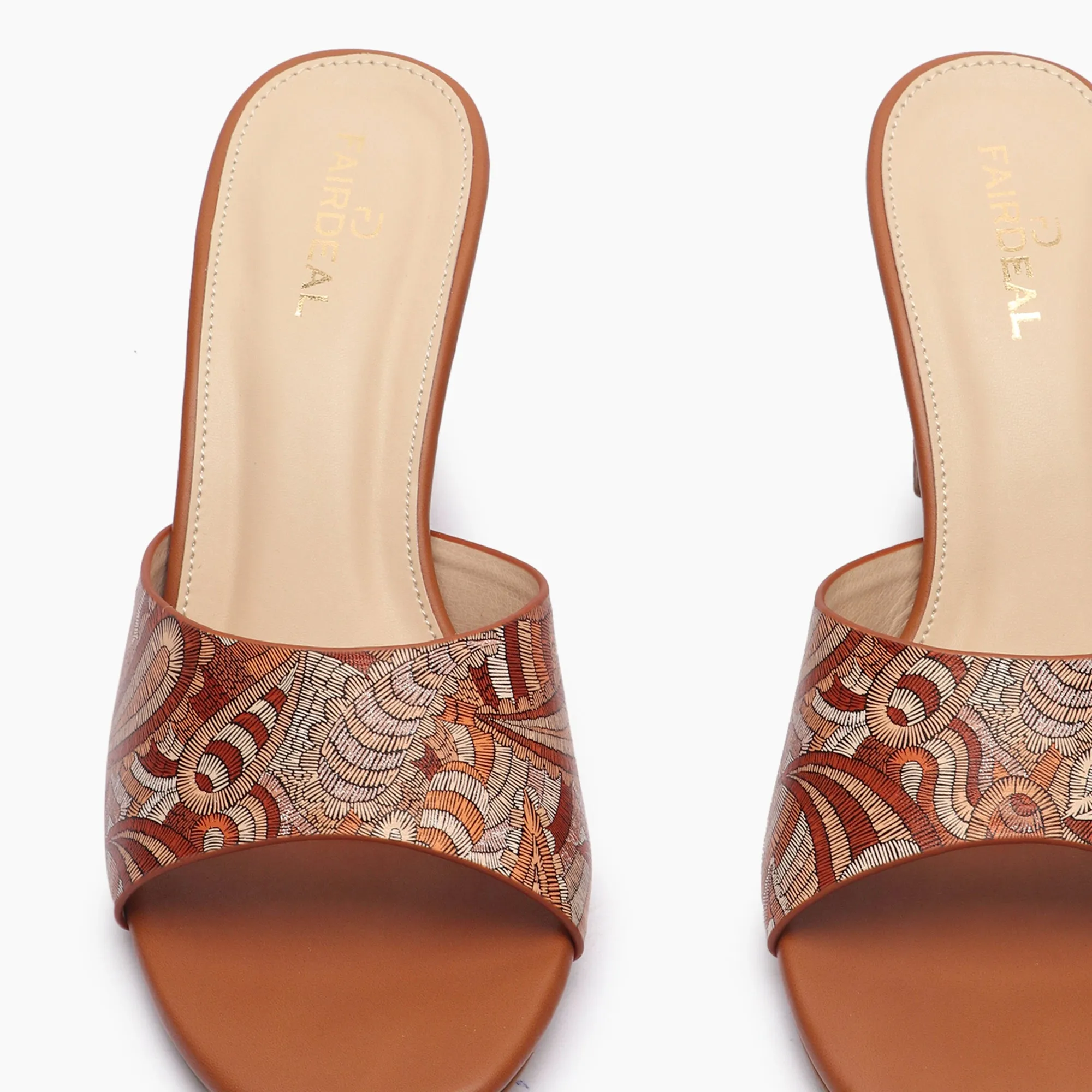 Textured Block Heel Slip Ons