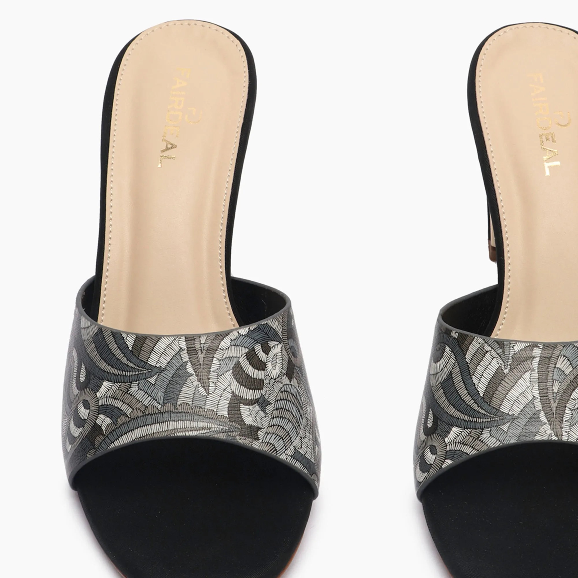 Textured Block Heel Slip Ons