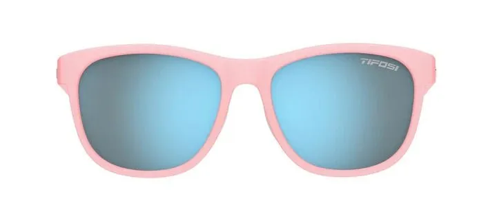 Tifosi Sunglasses Swank - Satin Crystal Blush/Smoke Tint Blue Mirror