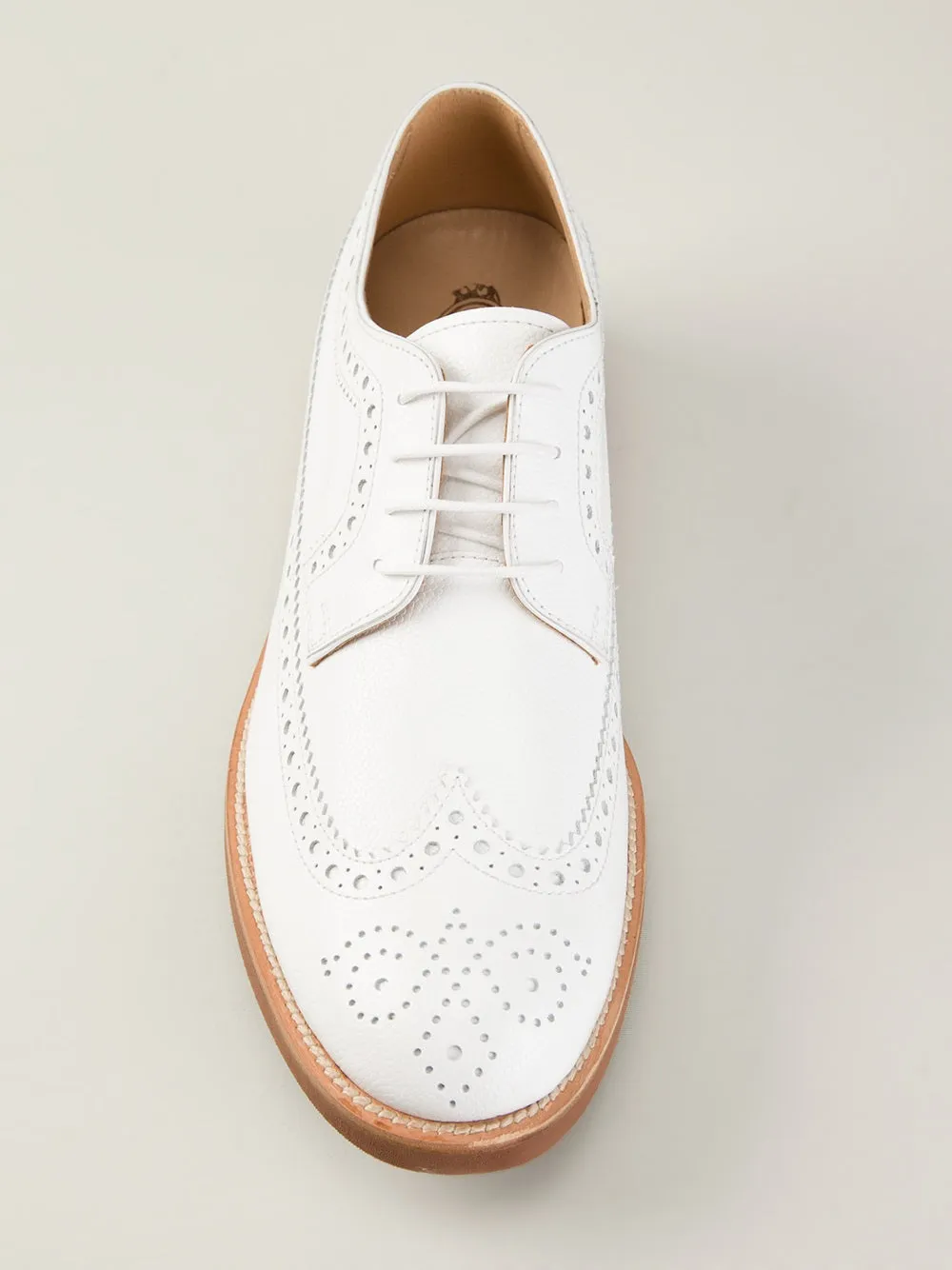 Tod's Men's Allacciato White Leather Elegant Shoes Wingtip Lace Up Oxford Shoes