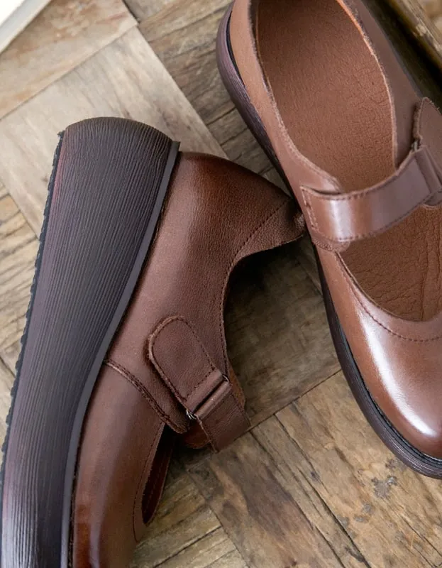 Waterproof Spring Retro Leather Shoes 2020